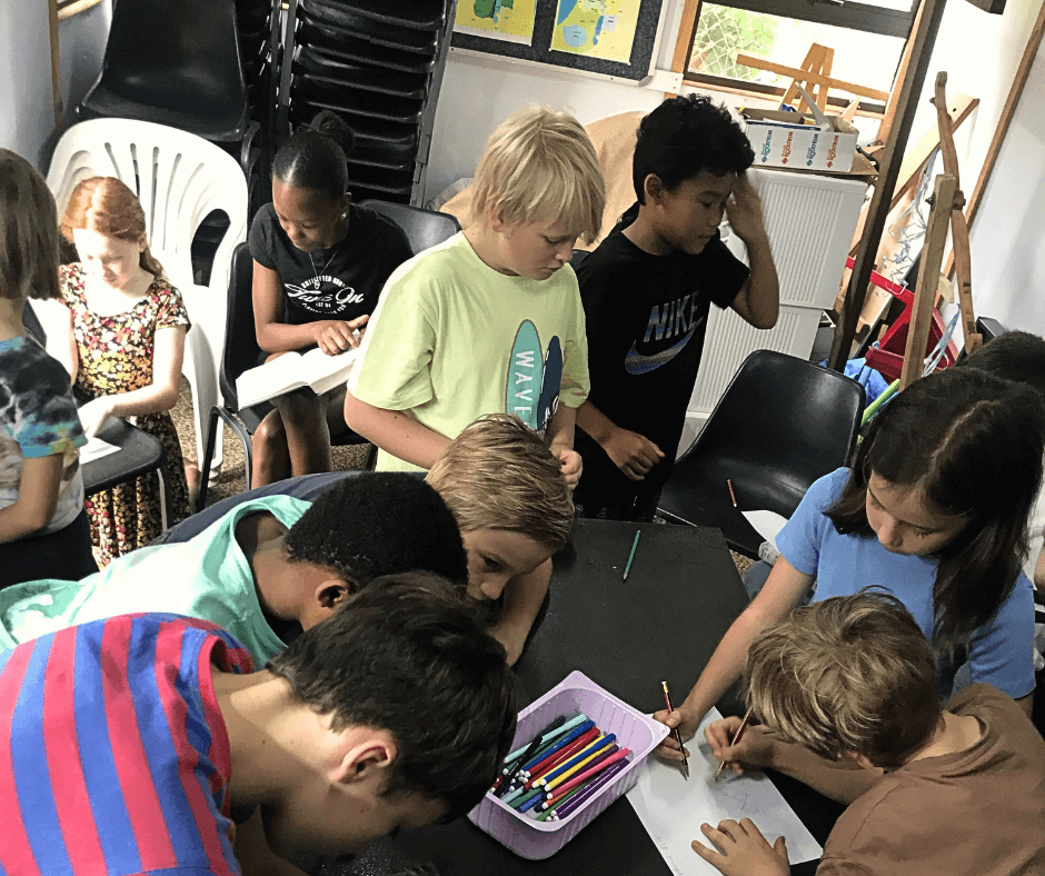 Kids colouring at CCG